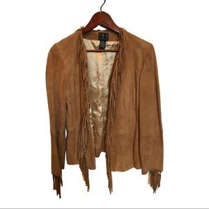 Leather Fringe Boho jacket INC size S Small genuine leather